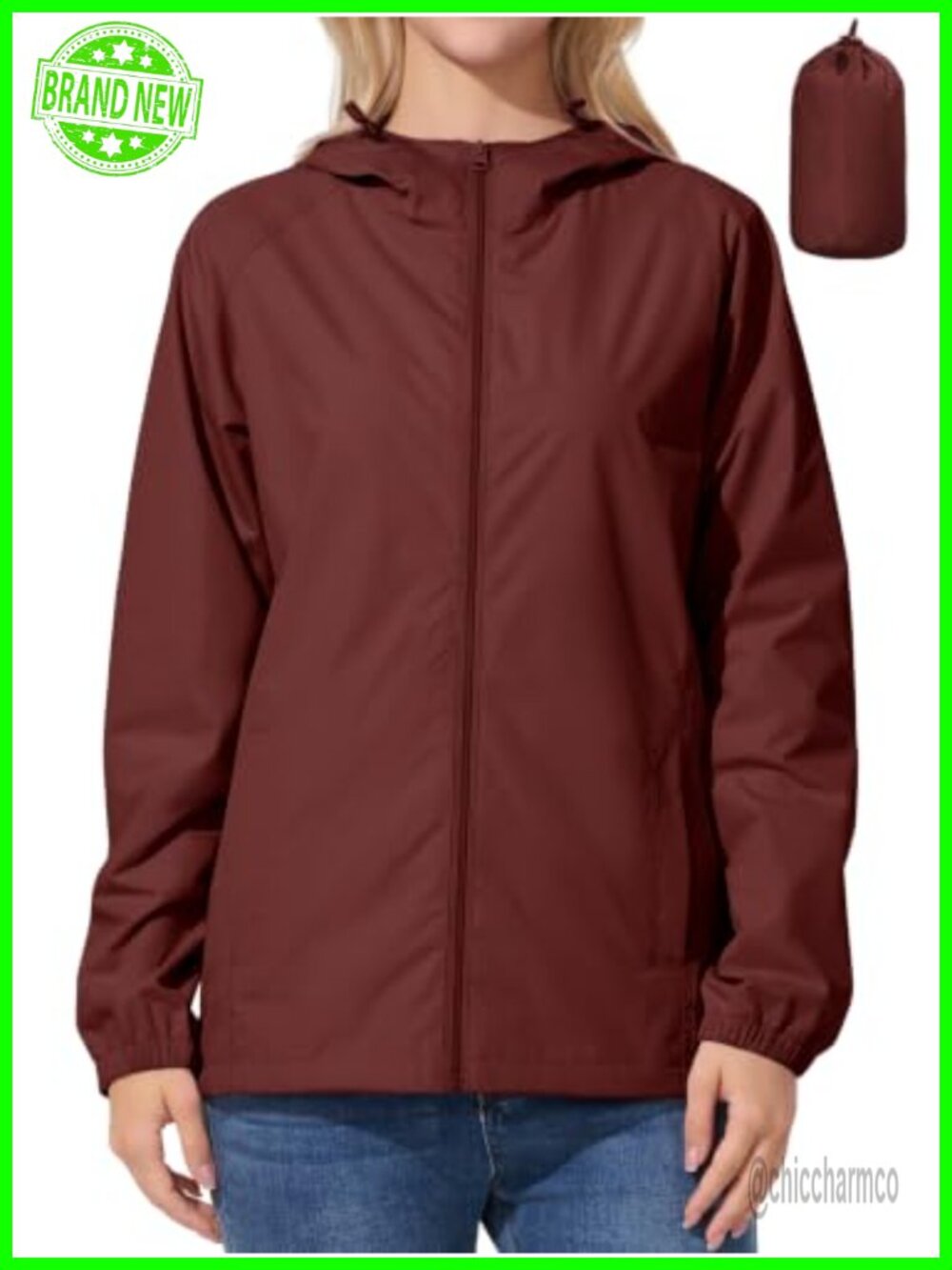 UIQUR Womens Waterproof Packable Rain Jacket Lightweight Windproof